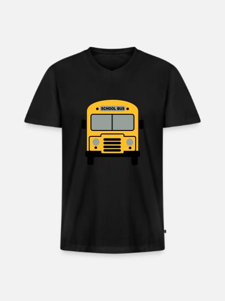 Schulbus - Männer Premium Bio T-Shirt mit V-Ausschnitt - Schwarz