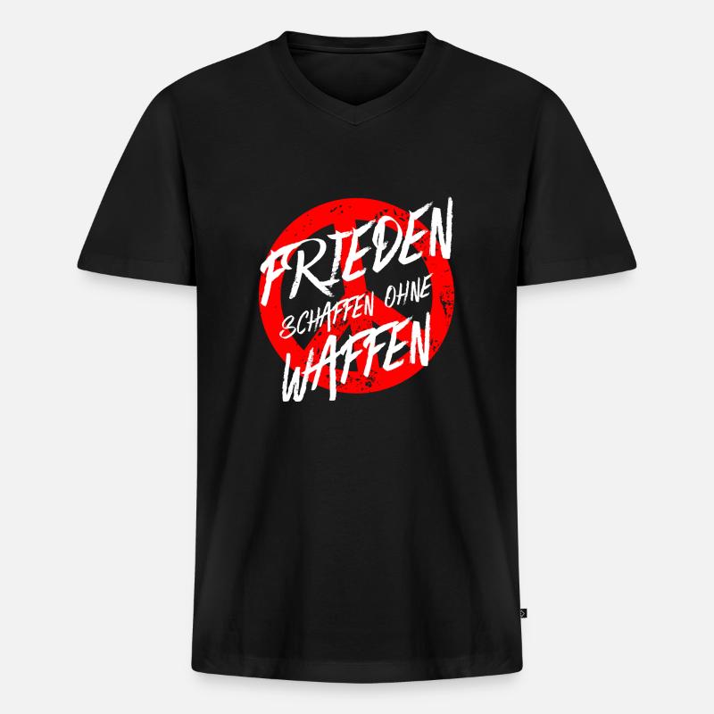 Frieden schaffen - Männer Premium Bio T-Shirt mit V-Ausschnitt - Schwarz