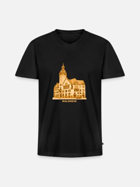 Waldheim Town Hall - Men's Premium Organic T-shirt with V-neck - black
