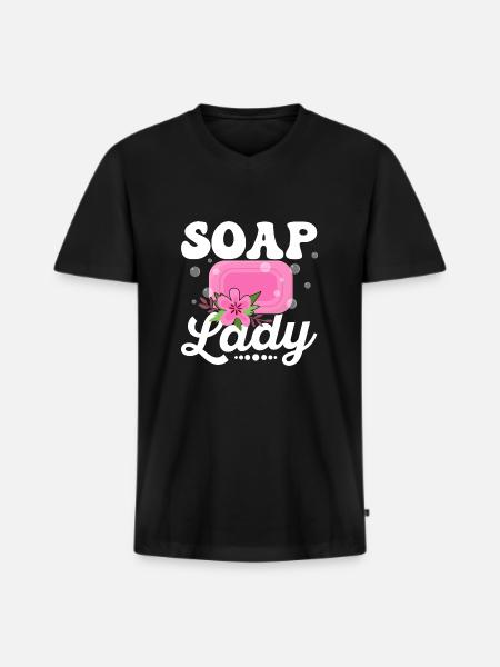 Soap Lady Soapmaking Soapmaker - Men's Premium Organic T-shirt with V-neck - black