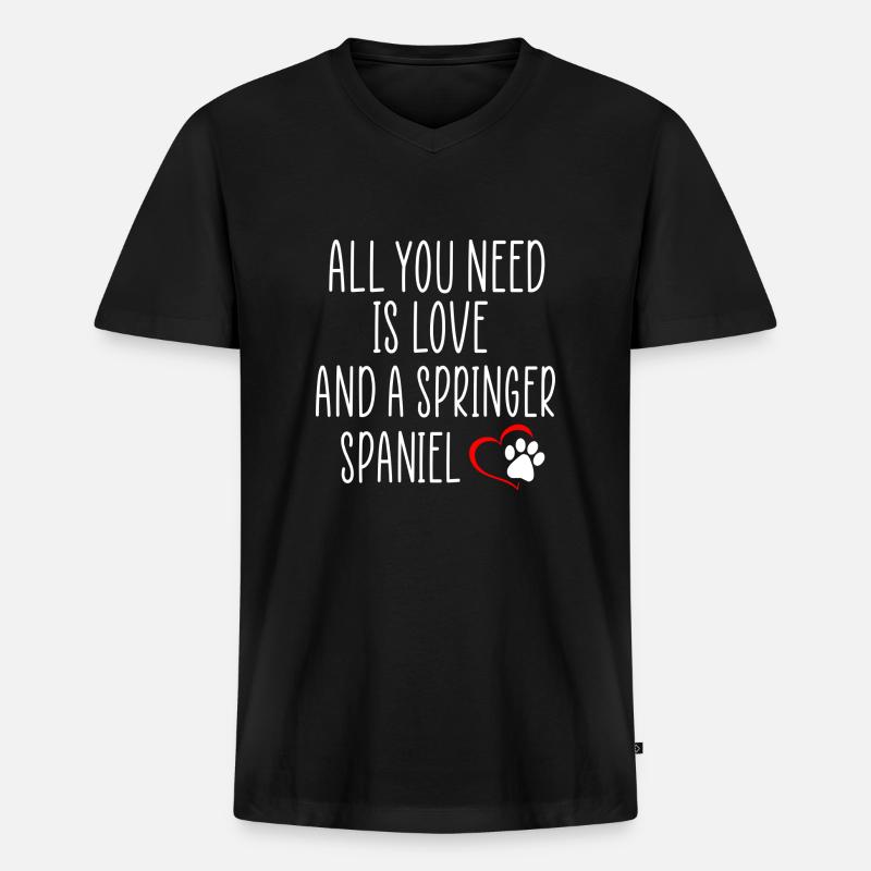 Springer Spaniel Zitate - Männer Premium Bio T-Shirt mit V-Ausschnitt - Schwarz