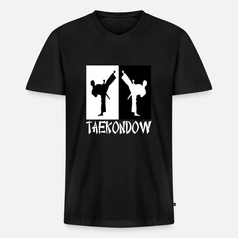Tkd Karate - Männer Premium Bio T-Shirt mit V-Ausschnitt - Schwarz