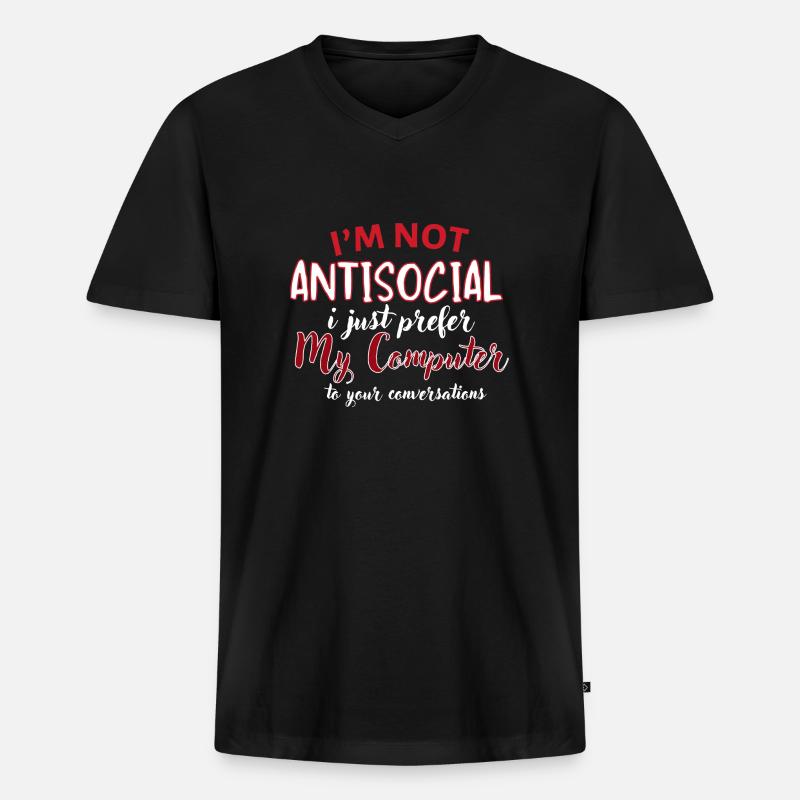 Ich bevorzuge meinen Computer - Männer Premium Bio T-Shirt mit V-Ausschnitt - Schwarz