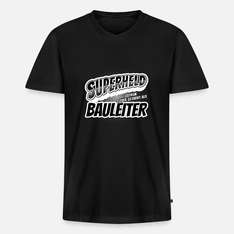 Superheld, clever getarnt als Bauleiter - Männer Premium Bio T-Shirt mit V-Ausschnitt - Schwarz