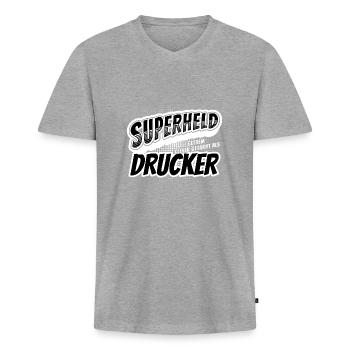 Superheld, clever getarnt als Drucker - Männer Premium Bio T-Shirt mit V-Ausschnitt - Grau meliert - Vorne