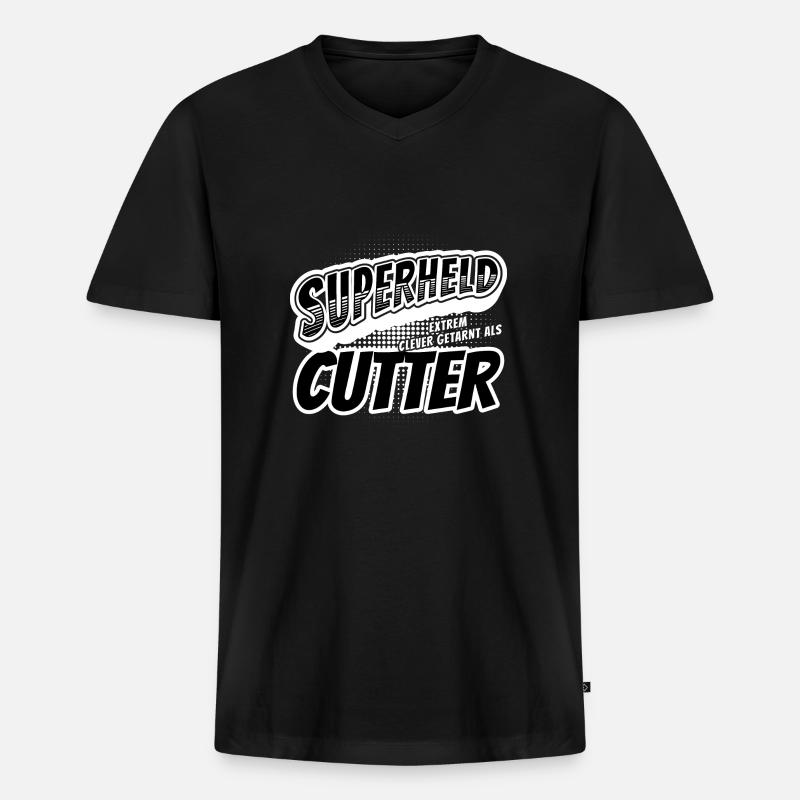 Superheld, clever getarnt als Cutter - Männer Premium Bio T-Shirt mit V-Ausschnitt - Schwarz