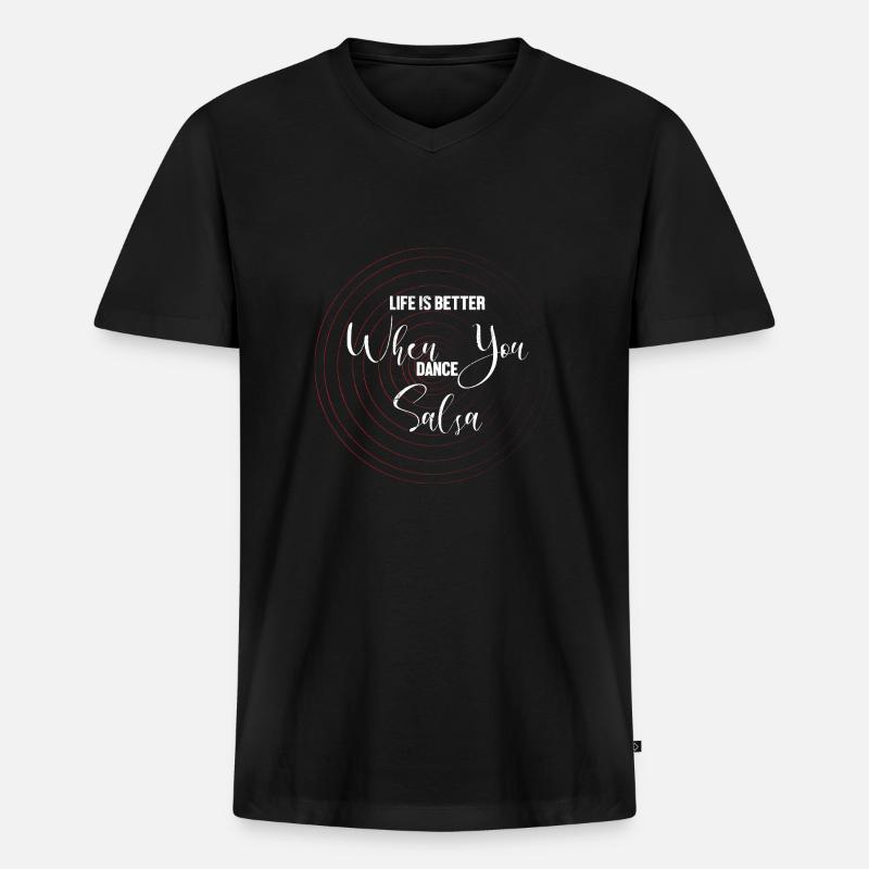 Salsa Tänzer Tänzerin - Männer Premium Bio T-Shirt mit V-Ausschnitt - Schwarz