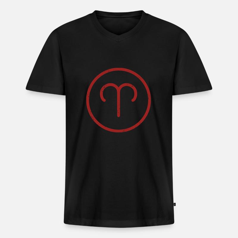 Sternzeichen Widder - Männer Premium Bio T-Shirt mit V-Ausschnitt - Schwarz