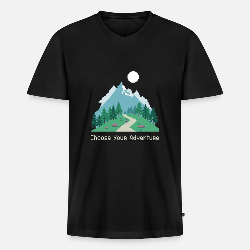 Retro Gaming Abenteuer - Männer Premium Bio T-Shirt mit V-Ausschnitt - Schwarz