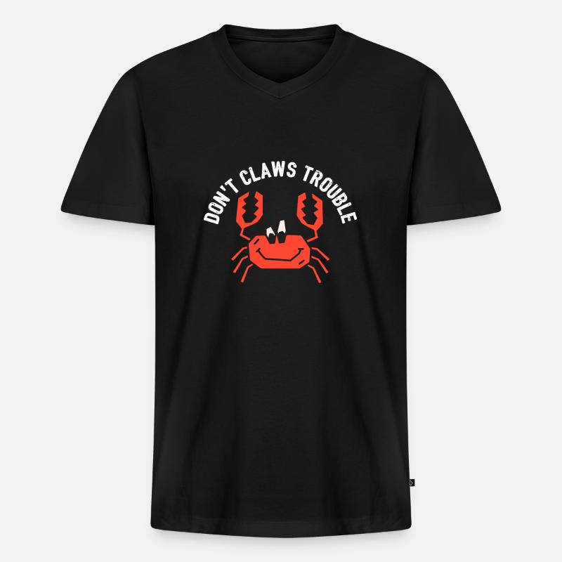 Krabben machen keine Krallen Ärger - Männer Premium Bio T-Shirt mit V-Ausschnitt - Schwarz