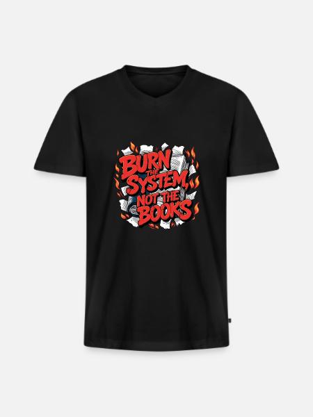 Burn the system - Men's Premium Organic T-shirt with V-neck - black