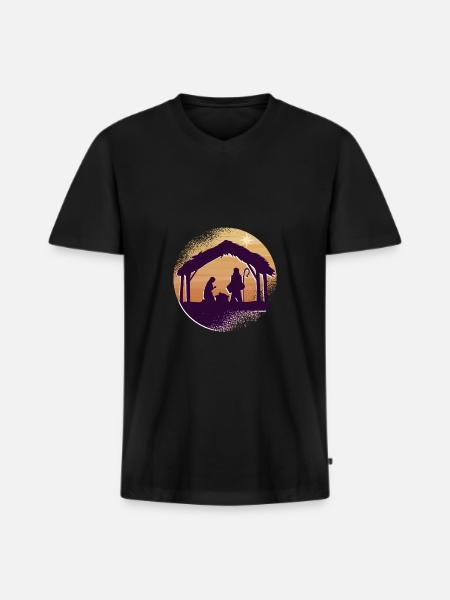 Frohe Weihnachten geburt Jesus - Männer Premium Bio T-Shirt mit V-Ausschnitt - Schwarz