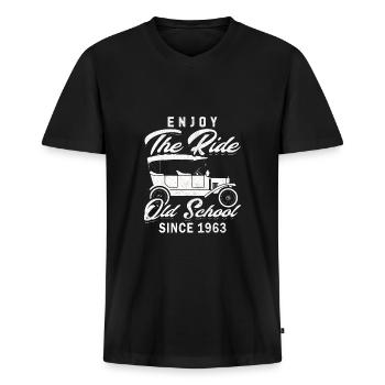 Oldtimer 1963 60. Geburtstag Geschenk Herren - Männer Premium Bio T-Shirt mit V-Ausschnitt - Schwarz - Vorne - Nico (187cm)