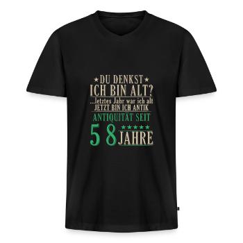 Antiquität 58 Jahre alt - 58. Geburtstag Spruch - Männer Premium Bio T-Shirt mit V-Ausschnitt - Schwarz - Vorne - Nico (187cm)