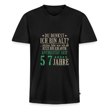 Antiquität 57 Jahre alt - 57. Geburtstag Spruch - Männer Premium Bio T-Shirt mit V-Ausschnitt - Schwarz - Vorne - Nico (187cm)