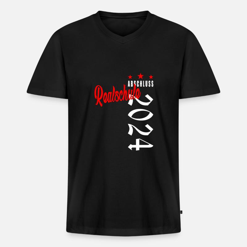 Abschluss 2024 Realschule - Männer Premium Bio T-Shirt mit V-Ausschnitt - Schwarz