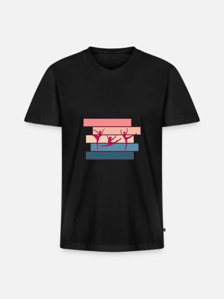 Ballet Frau Silhouette - Männer Premium Bio T-Shirt mit V-Ausschnitt - Schwarz