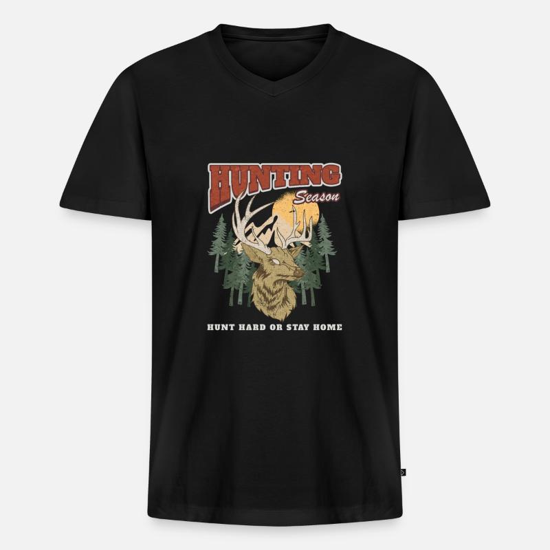 Période de chasse - T-shirt encolure en V Premium bio Homme - noir