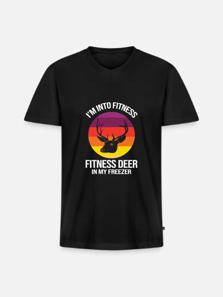 Deer Hunting Passion Gift Wild Animal - Men's Premium Organic T-shirt with V-neck - black