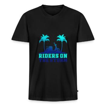 Motorroller Roller Rollerfahrer Geschenk - Männer Premium Bio T-Shirt mit V-Ausschnitt - Schwarz - Vorne - Nico (187cm)