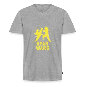 Partenaire d’entraînement de karaté - T-shirt encolure en V Premium bio Homme - gris chiné - Devant