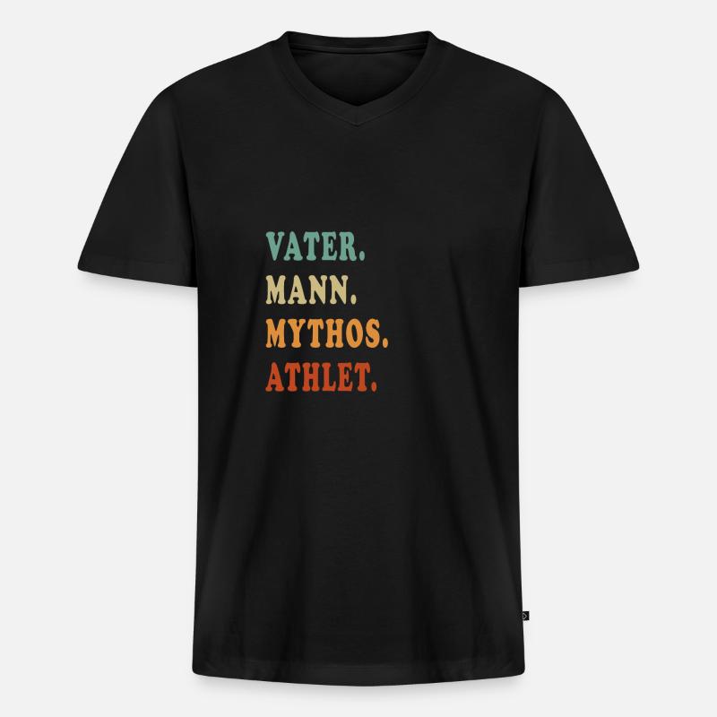 Athlet Vater Mythos - Männer Premium Bio T-Shirt mit V-Ausschnitt - Schwarz