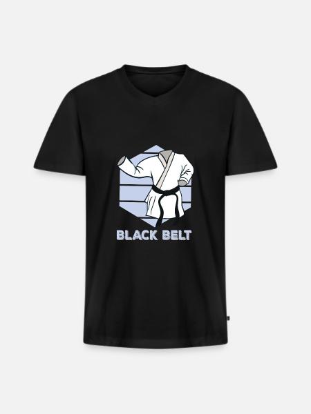 Schwarzer Gürtel - Männer Premium Bio T-Shirt mit V-Ausschnitt - Schwarz