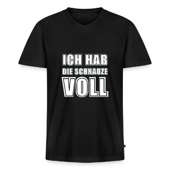 Ich Hab Die Schnauze Voll - Männer Premium Bio T-Shirt mit V-Ausschnitt - Schwarz - Vorne - Nico (187cm)