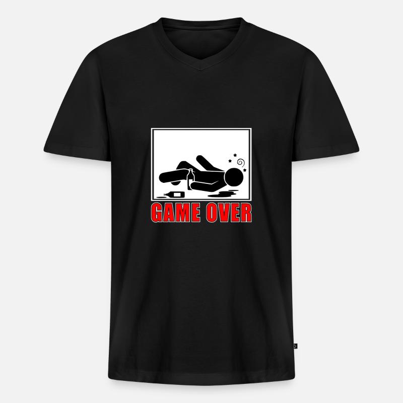 game over - Männer Premium Bio T-Shirt mit V-Ausschnitt - Schwarz