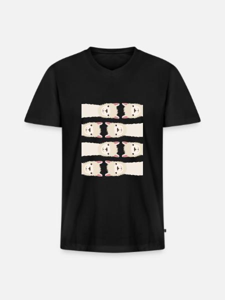 Alpaca Pattern Lama Motif - Men's Premium Organic T-shirt with V-neck - black