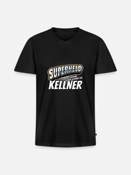 Superheld, clever getarnt als Kellner - Männer Premium Bio T-Shirt mit V-Ausschnitt - Schwarz