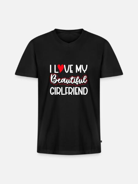 Couples Love Heart Friend Gift Idea Relationship - Men's Premium Organic T-shirt with V-neck - black