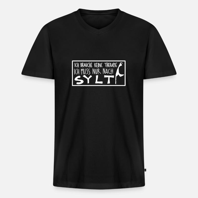 Sylt - Männer Premium Bio T-Shirt mit V-Ausschnitt - Schwarz