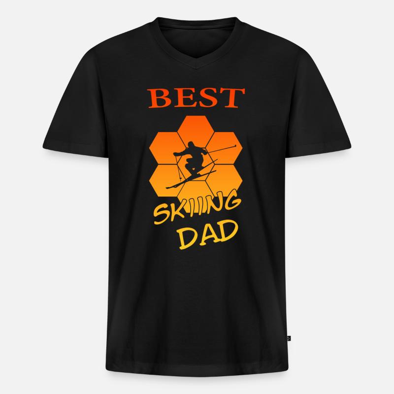 best skiing dad - Männer Premium Bio T-Shirt mit V-Ausschnitt - Schwarz