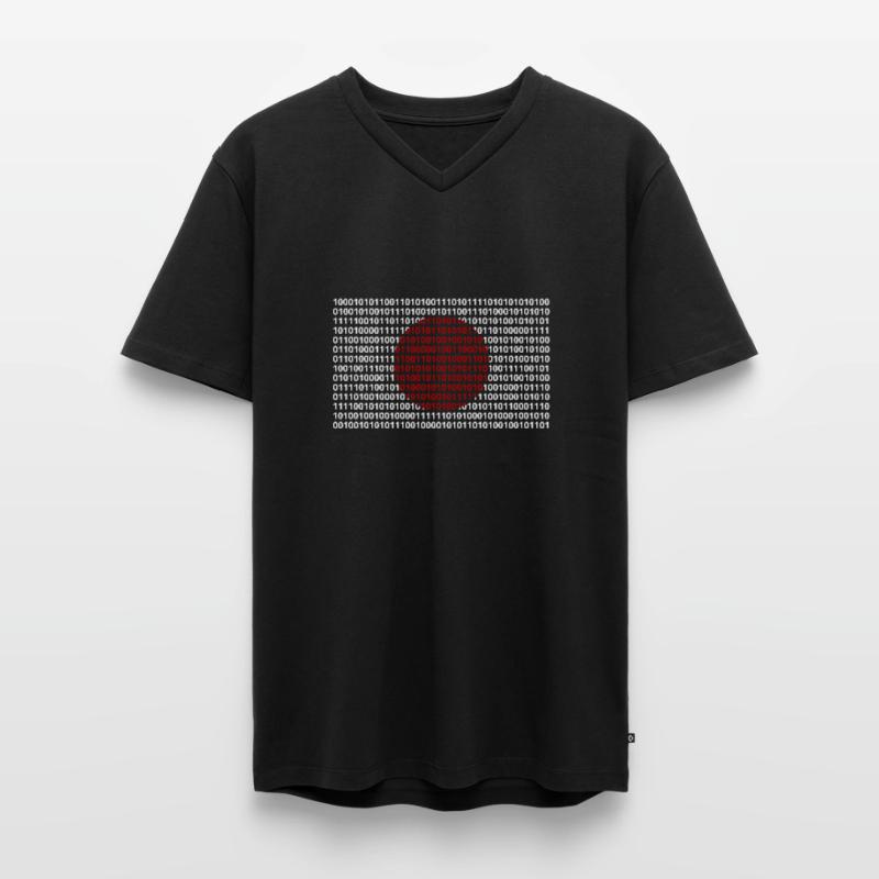 Japan Flagge Zahlen Binärcode Byte Bit Code Männer Premium Bio T-Shirt mit V-Ausschnitt