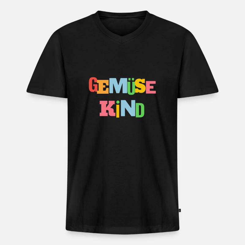 gemüse kind, bunt - Männer Premium Bio T-Shirt mit V-Ausschnitt - Schwarz