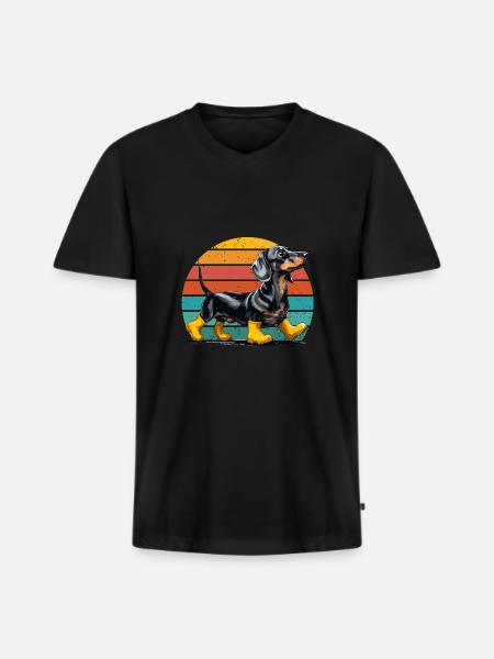 Dog Dachshund Dachshund Lover Rubber Boots Funny - Men's Premium Organic T-shirt with V-neck - black