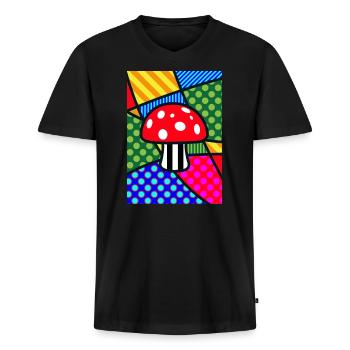 Fliegenpilz - Männer Premium Bio T-Shirt mit V-Ausschnitt - Schwarz - Vorne - Nico (187cm)