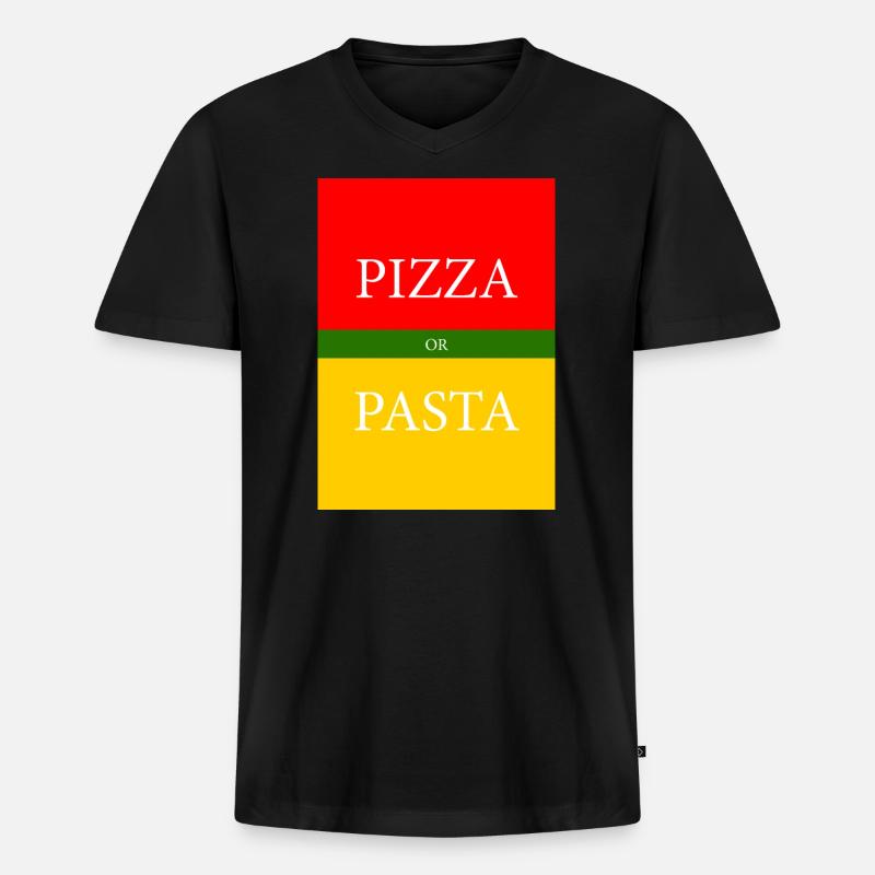 PIZZA or PASTA - Männer Premium Bio T-Shirt mit V-Ausschnitt - Schwarz