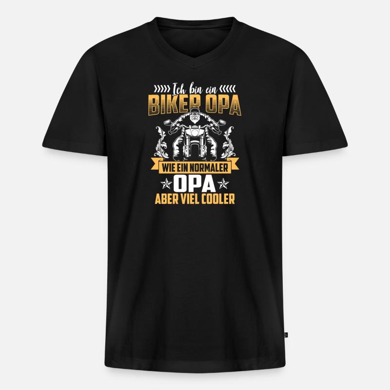 Ich bin ein Biker Opa - Männer Premium Bio T-Shirt mit V-Ausschnitt - Schwarz