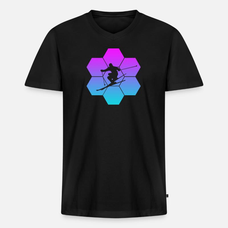 Skiing - Männer Premium Bio T-Shirt mit V-Ausschnitt - Schwarz