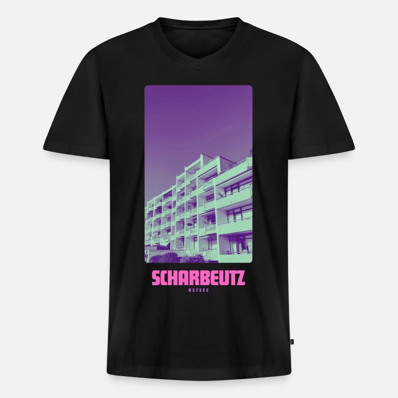 Scharbeutz Ostsee - Männer Premium Bio T-Shirt mit V-Ausschnitt - Schwarz