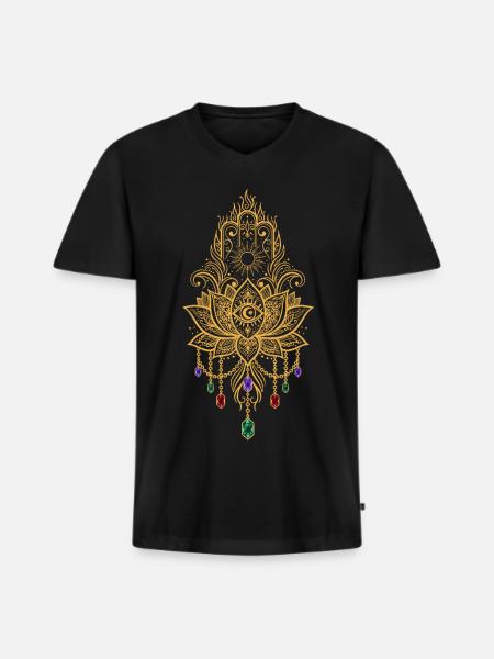Spirituality Sacred Geometry Lotus Flower Zen - Men's Premium Organic T-shirt with V-neck - black