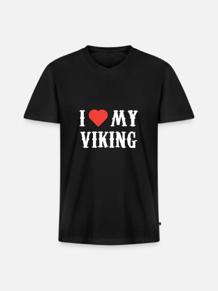 I Love My Viking Clothing Valentine Gift Her Women - Men's Premium Organic T-shirt with V-neck - black