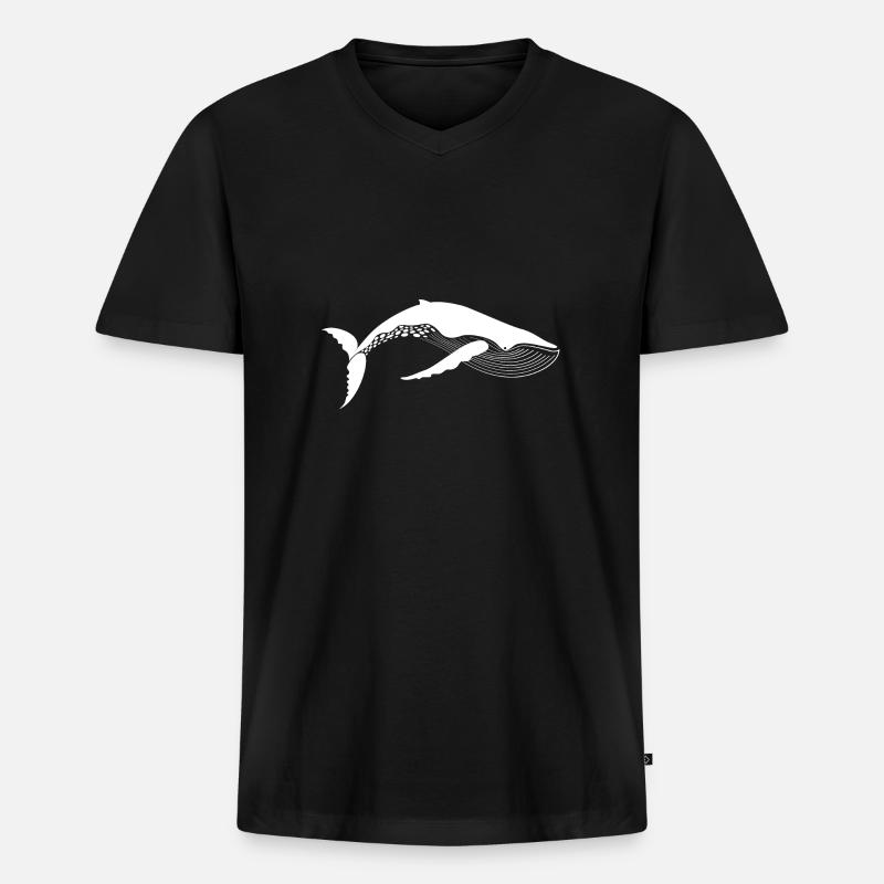 Wal - Männer Premium Bio T-Shirt mit V-Ausschnitt - Schwarz