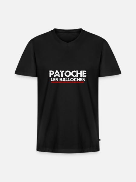 patoche les balloches - T-shirt encolure en V Premium bio Homme - noir