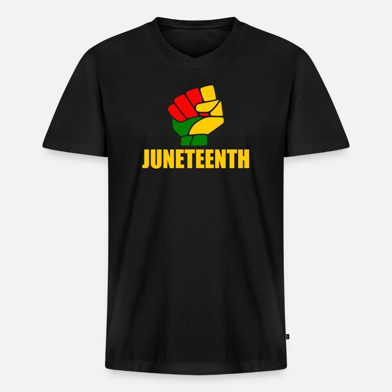 juneteenth - Männer Premium Bio T-Shirt mit V-Ausschnitt - Schwarz