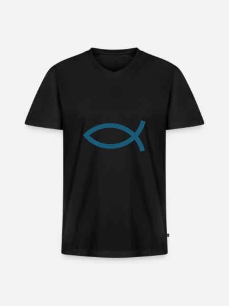 Jesus fish Ichthys fish fish - Men's Premium Organic T-shirt with V-neck - black