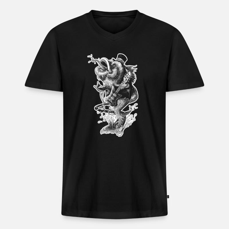 Fish 'n Roll weiss - Männer Premium Bio T-Shirt mit V-Ausschnitt - Schwarz