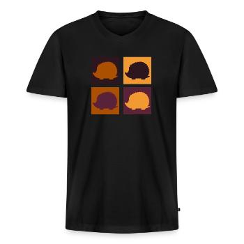 Igel - Männer Premium Bio T-Shirt mit V-Ausschnitt - Schwarz - Vorne - Nico (187cm)